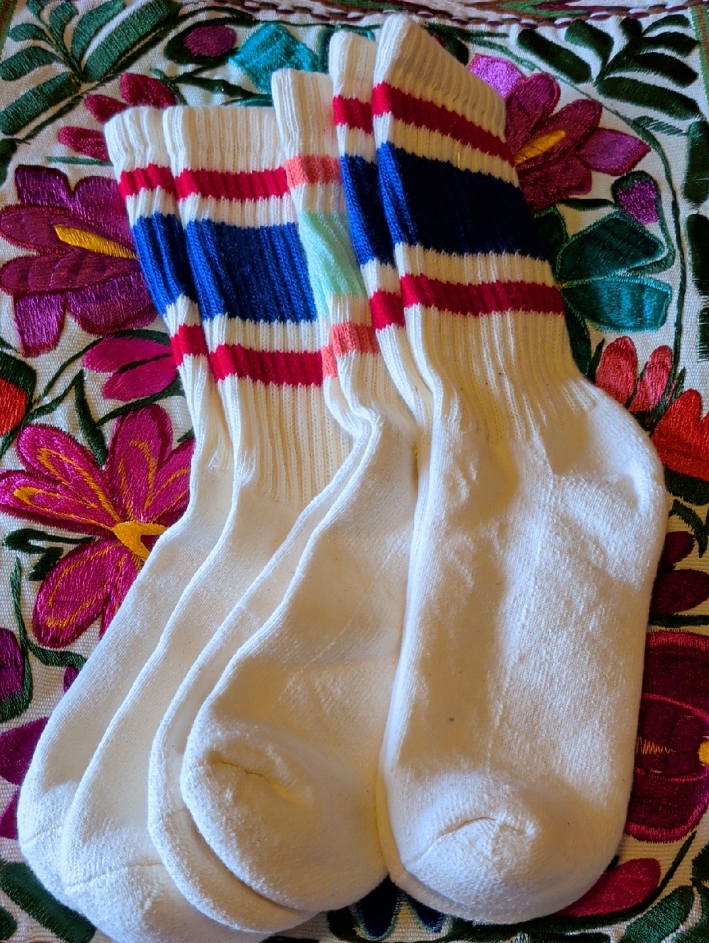 American Trench Socks with Blue and Red Stripe Accents
